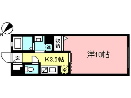 GREEN HEIM(1K/1階)の間取り写真