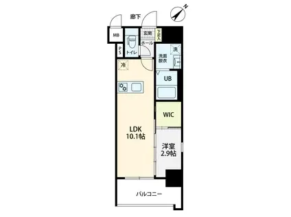 S-ROOM美野島(1LDK/8階)の間取り写真