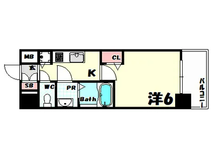 LALAプレイス神戸西元町(1K/2階)の間取り写真