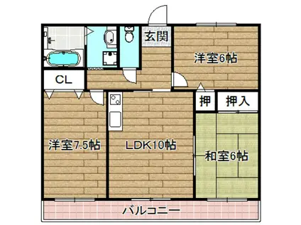 グランデ生野(3LDK/3階)の間取り写真
