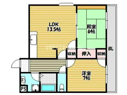 オリエント鴻池(2LDK/1階)の間取り写真
