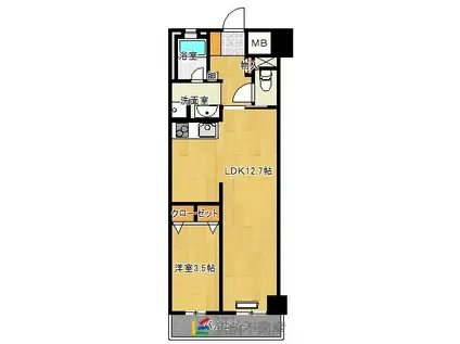 プルミエマンション(1LDK/3階)の間取り写真