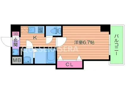 ラグゼ都島北I(1K/3階)の間取り写真