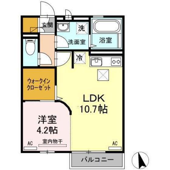 メゾン エミグラント B棟(1LDK/1階)の間取り写真
