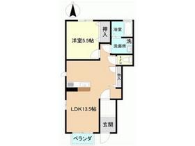 ラ ルーチェ I棟(1LDK/1階)の間取り写真
