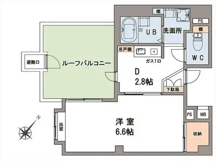 ラグラシューズ相模大野(1K/7階)の間取り写真
