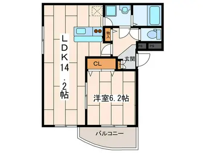 メーラ鶴間I(1LDK/1階)の間取り写真