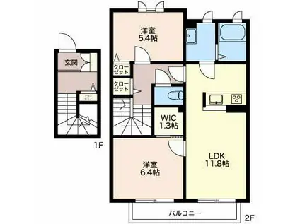 パストラーレあづみ(2LDK/2階)の間取り写真