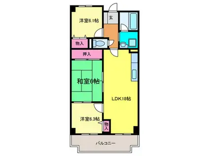 COLLECTION蛍池(3LDK/3階)の間取り写真