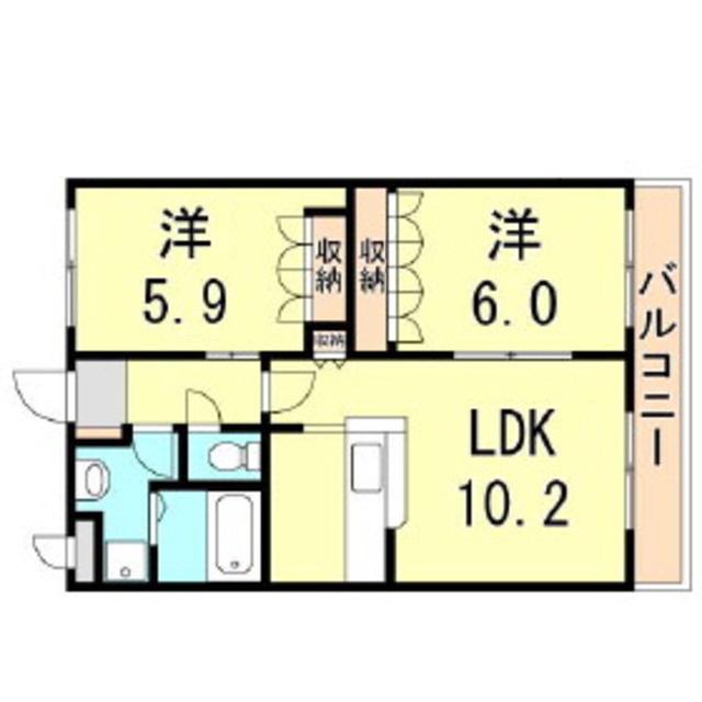 FUJI BELLE・MAISON(2LDK/2階)の間取り写真