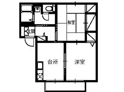 フォレスタ八木田 A(2DK/2階)の間取り写真