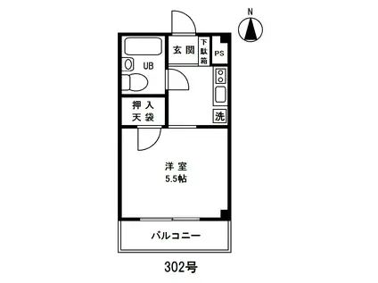 サンスクエア・オオヤマ(1K/3階)の間取り写真
