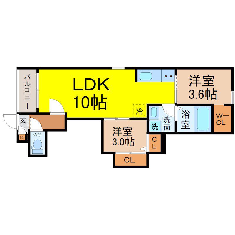 REGALEST鶴里駅前(2LDK/1階)の間取り写真