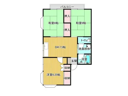 ファミールK(3DK/1階)の間取り写真