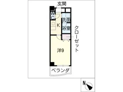 アズ徳重(1K/1階)の間取り写真