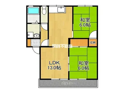 フレグランスU(2LDK/2階)の間取り写真