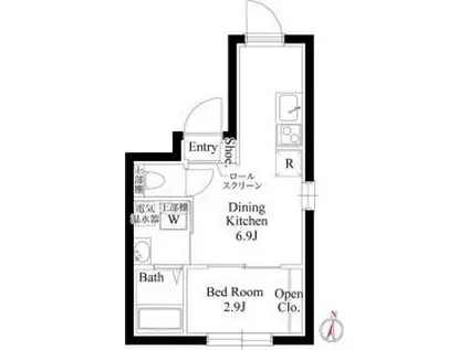 CASA GRAZIE 西大島(1DK/1階)の間取り写真