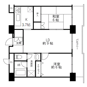 ストークマンション福井(2LDK/14階)の間取り写真