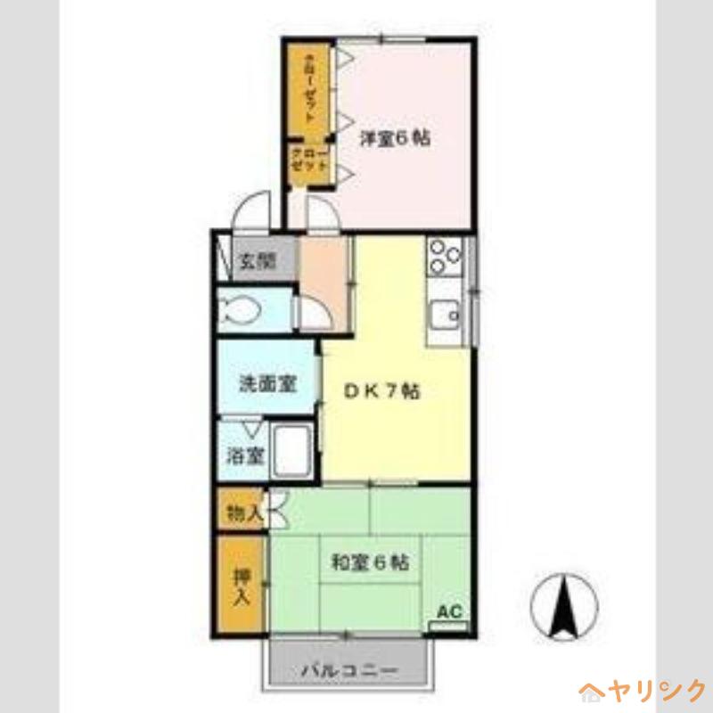 スカイパーク清洲(2DK/2階)の間取り写真