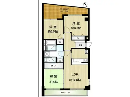 グランパレ舞子(3LDK/3階)の間取り写真