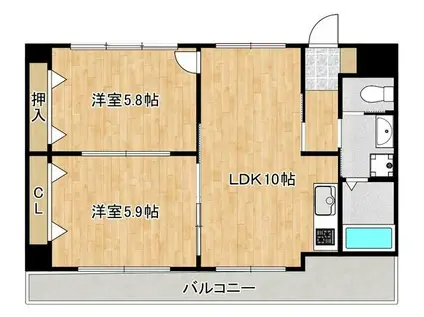 パインヒルズ(2LDK/3階)の間取り写真