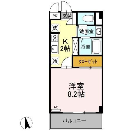 マンションけやき(1K/1階)の間取り写真