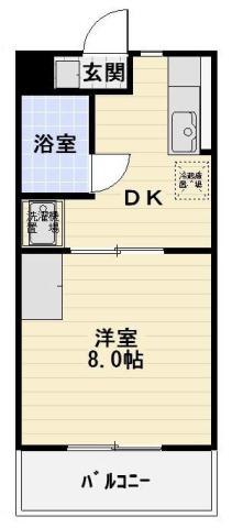 ボーネン K(1DK/4階)の間取り写真
