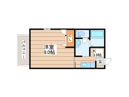 ルクエンス小田原A(1K/1階)の間取り写真