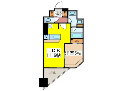 レックス日本橋水天宮プレミアタワー(1LDK/2階)の間取り写真