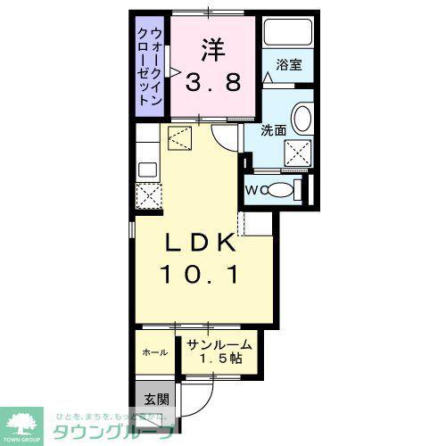 FOUR(1LDK/1階)の間取り写真