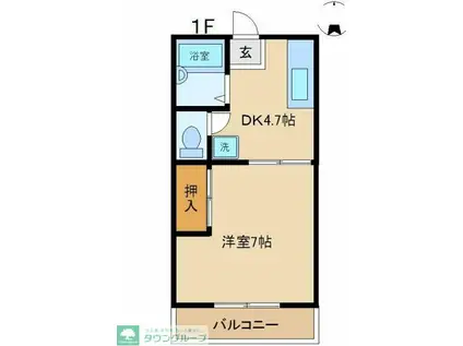 ブルーベルハウスB(1DK/1階)の間取り写真