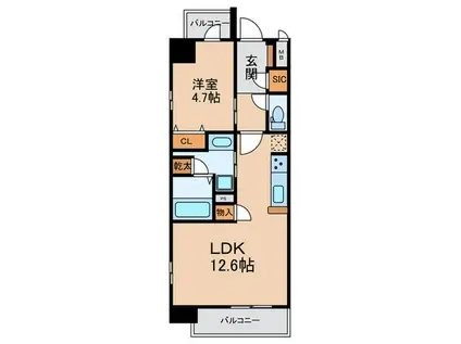 スプランディッドVIII(1LDK/4階)の間取り写真