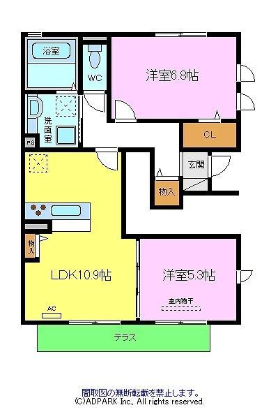 PALACIO大野台(2LDK/1階)の間取り写真