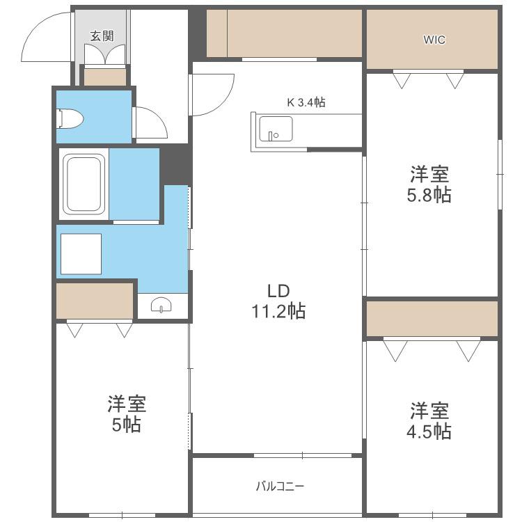 インフィニティN22E1(3LDK/3階)の間取り写真