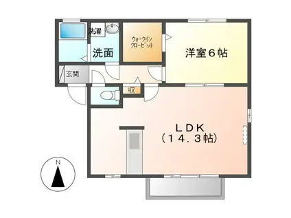 ウィルモア赤池(1LDK/2階)の間取り写真