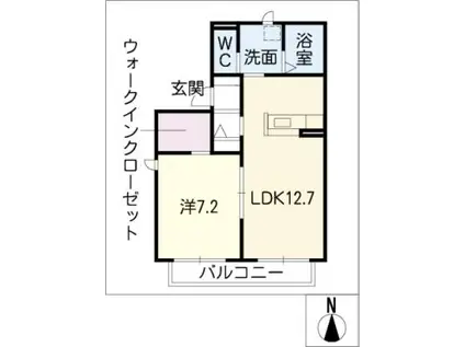 グリーンフィールド A棟(1LDK/2階)の間取り写真