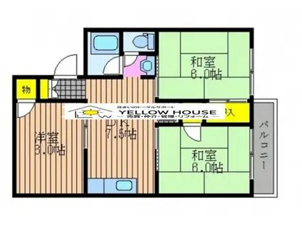 ガーデンハイツ湊(3DK/3階)の間取り写真