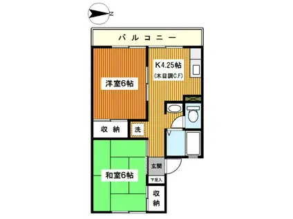 サンコーポラス(2K/2階)の間取り写真