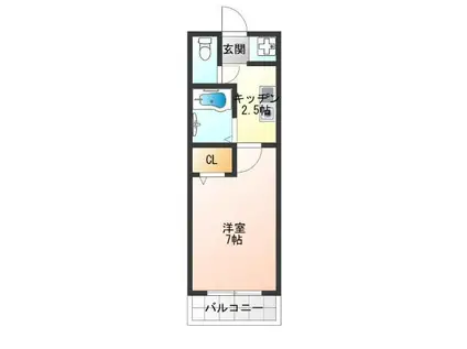 マンションウイング(1K/3階)の間取り写真