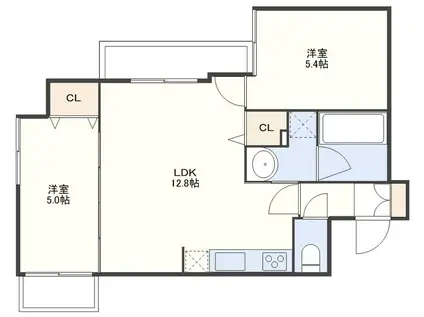 クラージュ岩見(2LDK/2階)の間取り写真