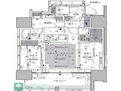 ザ・パークハウス 芝御成門(2LDK/9階)の間取り写真