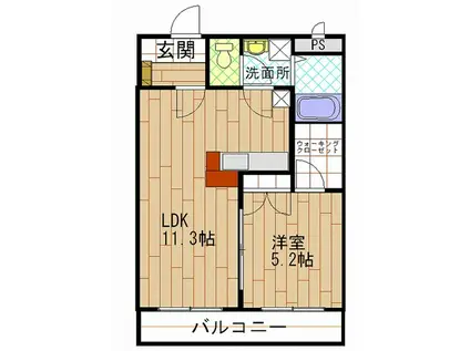 シャルムチャンテ(1LDK/1階)の間取り写真