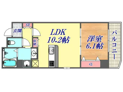モンマール三宮(1LDK/1階)の間取り写真