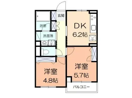 沢喜ハイツ(2DK/2階)の間取り写真