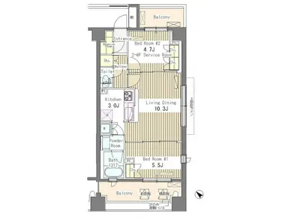 グレースレジデンス東京(2LDK/11階)の間取り写真