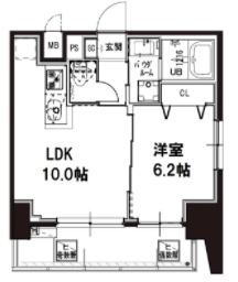 メゾンドアーク南大井(1LDK/10階)の間取り写真