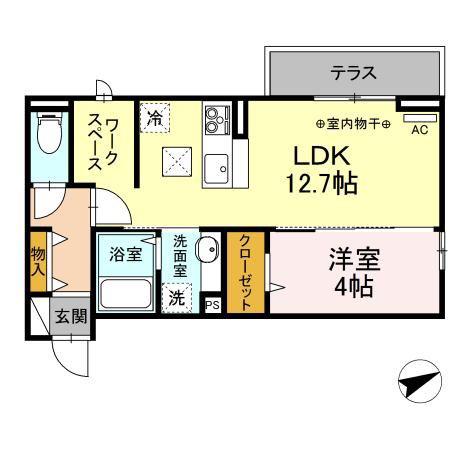 D-ROOM住吉 B(1LDK/1階)の間取り写真
