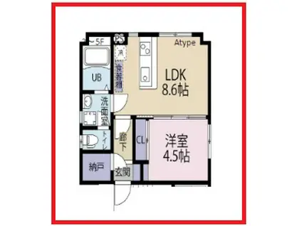 ヴァリエアキバドゥー(1LDK/4階)の間取り写真