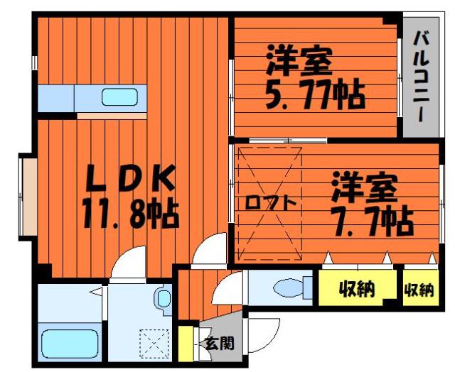 オアシス参番館(2LDK/2階)の間取り写真