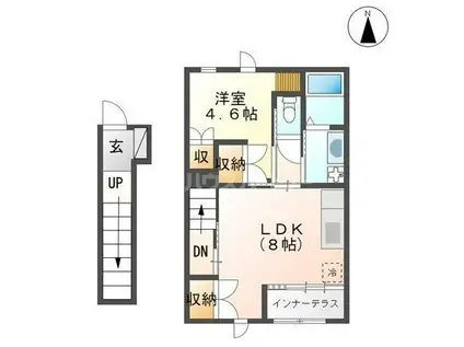 東武野田線 運河駅 徒歩3分 2階建 築4年(1LDK/2階)の間取り写真